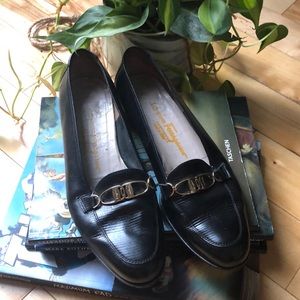 Salvatore Ferragamo black lizard Loafer